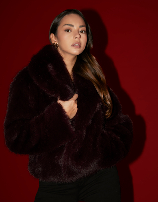 Veste Bordeaux en Fausse Fourrure | TALLY WEiJL
