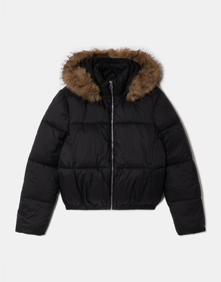 Schwarze wattierte Jacke mit Kapuze | TALLY WEiJL