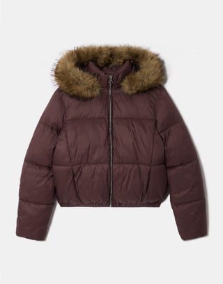 Giacca Bomber Viola con Cappuccio e Pelliccia Sintetica | TALLY WEiJL