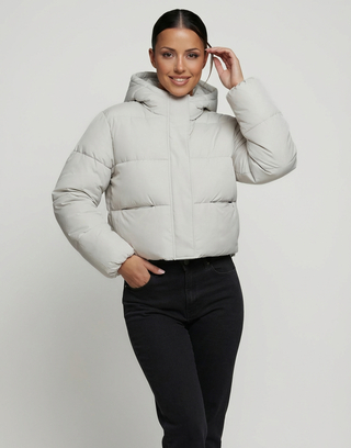 Hellgraue gefütterte Cropped Jacke | TALLY WEiJL