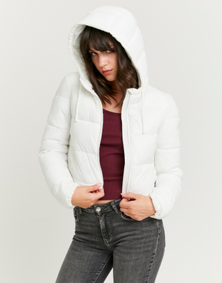 Weisse Cropped Jacke mit Polstern | TALLY WEiJL