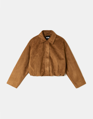 Brown Oversized Suede Jacket | TALLY WEiJL