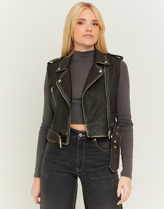 Μπουφάν Αμάνικο Biker Faux Leather Μαύρο | TALLY WEiJL