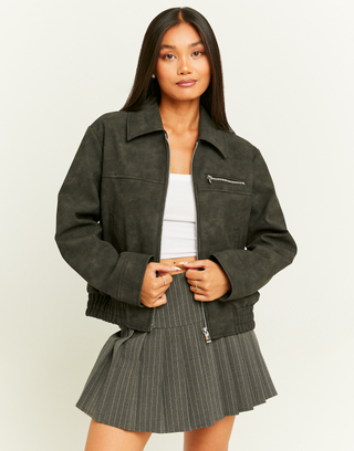 Schwarze lockere Biker-Bomberjacke | TALLY WEiJL