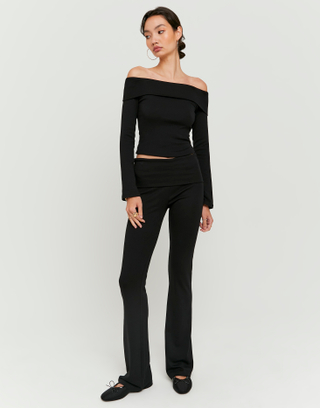 Pantalon Noir Basique En Cotton | TALLY WEiJL