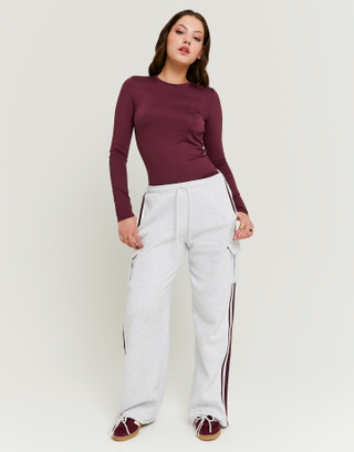 Graues Wide Leg Cargo Jogginghose | TALLY WEiJL