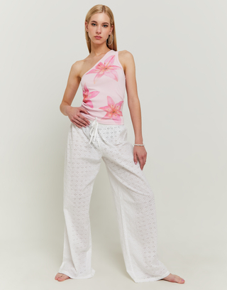 Pantalon Large en Tissu Blanc | TALLY WEiJL