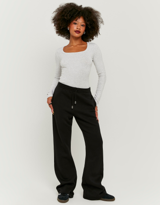 Παντελόνι Jogger Low Waist Bootcut Μαύρο | TALLY WEiJL