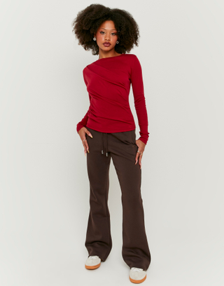 Brown Low Waist Bootcut Jogger | TALLY WEiJL