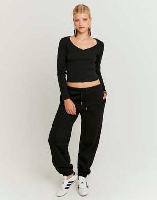 Pantaloni da Jogging Neri Regular | TALLY WEiJL