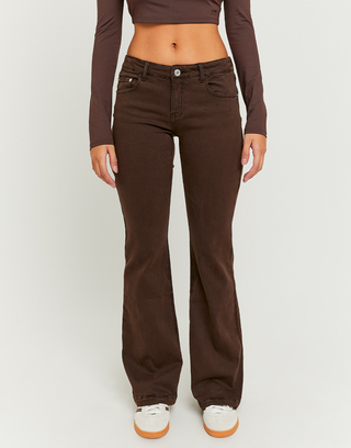 Brown Low Waist Flare Trousers | TALLY WEiJL