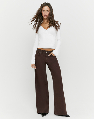 Brown Wide Leg Trousers | TALLY WEiJL