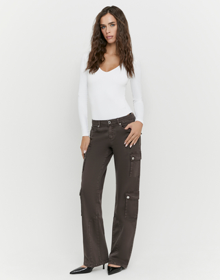 Brown Bootcut Trousers | TALLY WEiJL