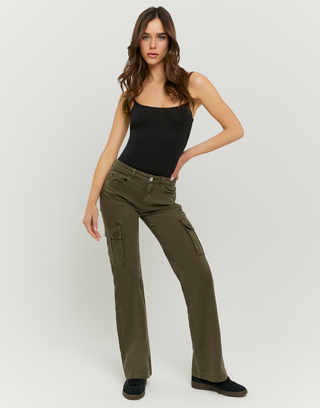 Khaki Bootcut Cargo-Hose | TALLY WEiJL