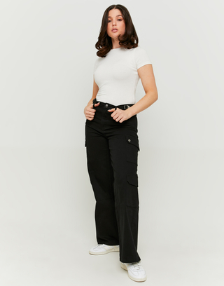 Schwarze Hight Waist Wide Leg Hose | TALLY WEiJL