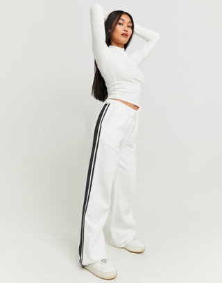 White Wide Leg Basic Joggers | TALLY WEiJL