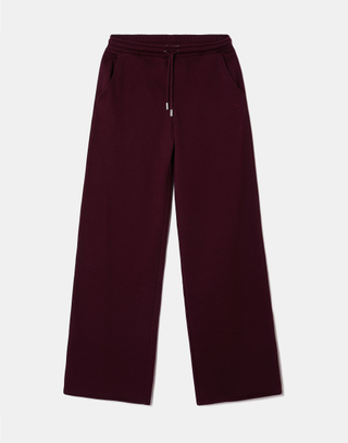 Jogger Bordeaux Wide Leg in Cotone a Vita Media | TALLY WEiJL