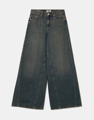 Blaue Dark Wash Wide Leg Jeans | TALLY WEiJL