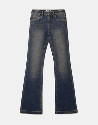 Blue Bootcut Jeans with Mid Waist in Denim, Regular Length | TALLY WEiJL