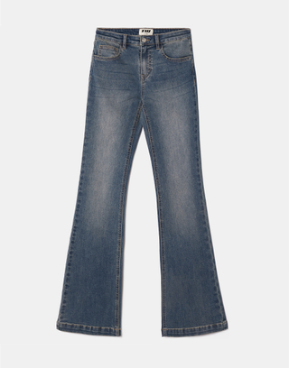 Bleu Jean Bootcut Taille Mi Haute Avec Broderies | TALLY WEiJL