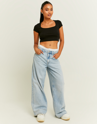 Hellblaue Weite Jeans mit Boxer-Detail | TALLY WEiJL