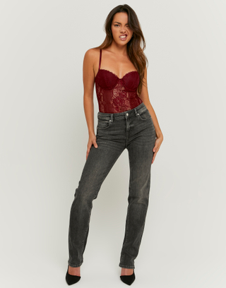 Graue Mid Waist Slim Jeans | TALLY WEiJL