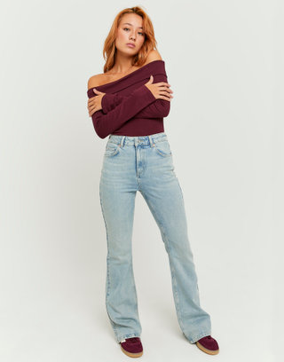 Blue High Waist Flare Jeans | TALLY WEiJL