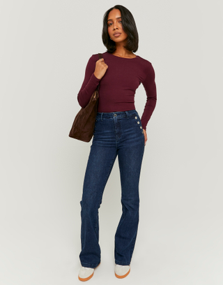 Blaue Mid Waist Flare Jeans | TALLY WEiJL