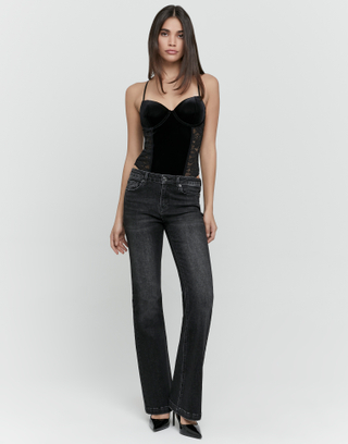 Black Light Wash Flare Jeans | TALLY WEiJL