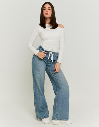 Baggy blue jeans tied at waist | TALLY WEiJL
