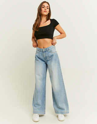 Jeans Wide Leg con Plissettature Frontali | TALLY WEiJL