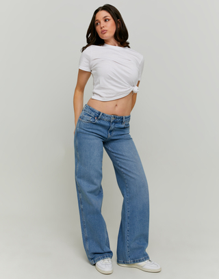 Blaue Low Waist Straight Leg Jeans | TALLY WEiJL