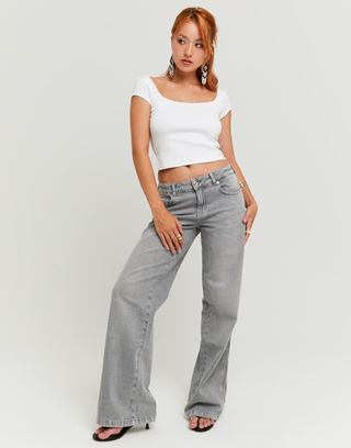 Jeans grigi a gamba dritta a vita bassa | TALLY WEiJL