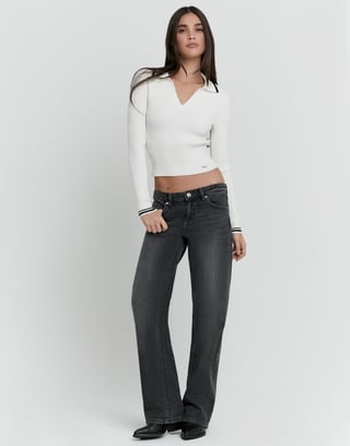 Jeans grigi a vita bassa gamba dritta | TALLY WEiJL