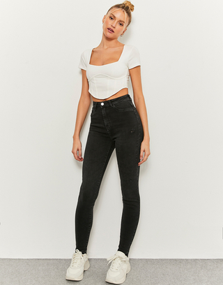 Jeans Taille Haute Skinny Noir | TALLY WEiJL