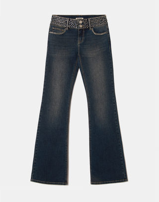 Blaue Bootcut Jeans mit Nieten | TALLY WEiJL