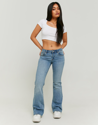 Blue Low Waist Flare Jeans | TALLY WEiJL
