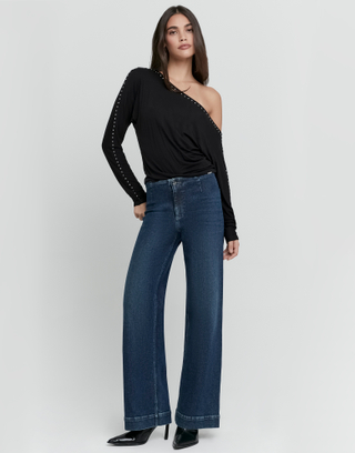 Dark Blue Wide Leg Jeans | TALLY WEiJL