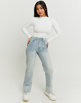 Jeans Flare a Vita Alta con Strass | TALLY WEiJL