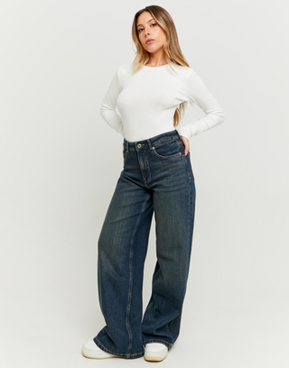 Jean Wide Leg Bleu Foncé Taille Haute | TALLY WEiJL