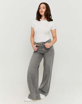 Graue High Waist Wide Leg Jeans | TALLY WEiJL