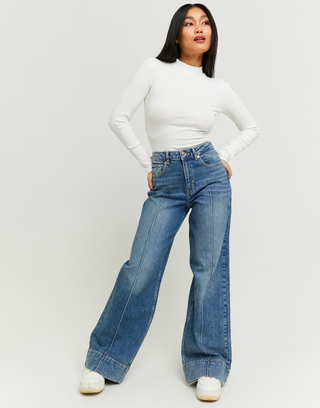 Blaue High Waist Wide Leg Jeans | TALLY WEiJL