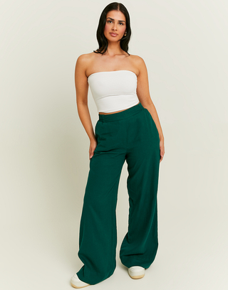 Green Wide Leg Linen Pants | TALLY WEiJL