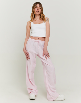 Pantaloni Wide Leg a Righe in Lino | TALLY WEiJL