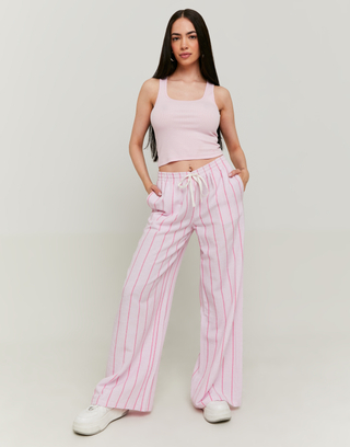 Pantaloni Wide Leg a Righe in Lino | TALLY WEiJL