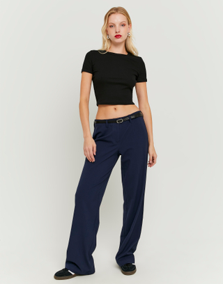 Pantalon Droit Taille Mi-Haute Bleu | TALLY WEiJL