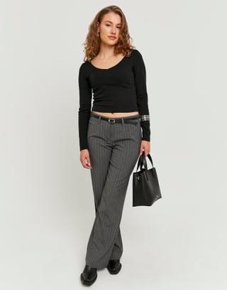 Παντελόνι Straight Mid Waist Γκρι | TALLY WEiJL