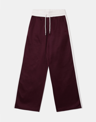 Bordeaux Jogging Large En Coton Taille Mi Haute À Bandes Latérales | TALLY WEiJL