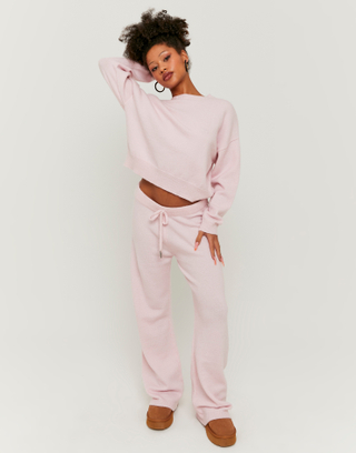Pantaloni Rosa Flare a Maglia | TALLY WEiJL