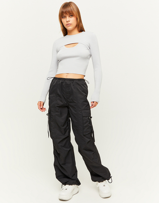 Pantalon Cargo Parachute Noir | TALLY WEiJL